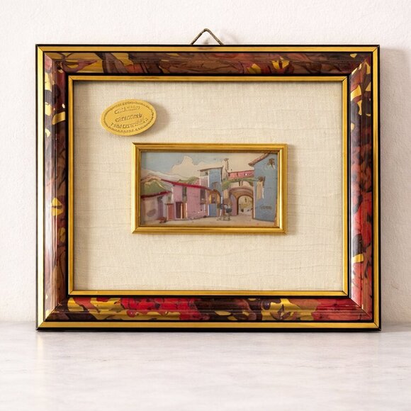 Creazioni Artistiche Franciacorta Other - Creazioni Artistiche Franciacorta Italian Village Scene Miniature Framed Art